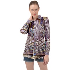 Abstract Drawing Design Modern Long Sleeve Satin Shirt