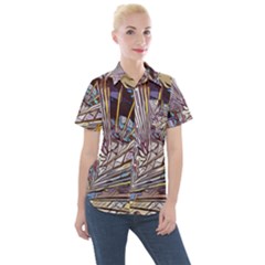 Abstract Drawing Design Modern Women s Short Sleeve Pocket Shirt