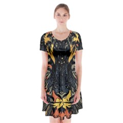 Tiger Predator Abstract Feline Short Sleeve V-neck Flare Dress