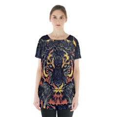 Tiger Predator Abstract Feline Skirt Hem Sports Top by Pakrebo