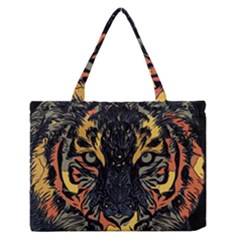 Tiger Predator Abstract Feline Zipper Medium Tote Bag by Pakrebo