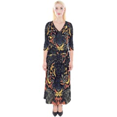 Tiger Predator Abstract Feline Quarter Sleeve Wrap Maxi Dress by Pakrebo