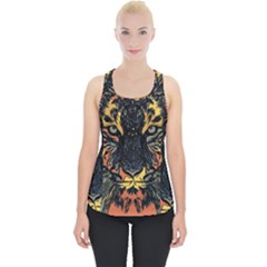 Tiger Predator Abstract Feline Piece Up Tank Top by Pakrebo