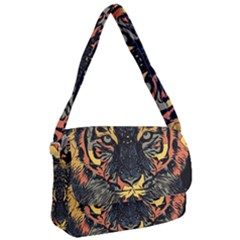 Tiger Predator Abstract Feline Courier Bag by Pakrebo