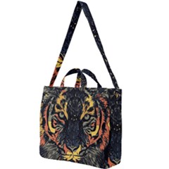 Tiger Predator Abstract Feline Square Shoulder Tote Bag by Pakrebo