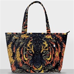 Tiger Predator Abstract Feline Back Pocket Shoulder Bag 