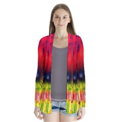 Color Background Structure Lines Drape Collar Cardigan by Pakrebo