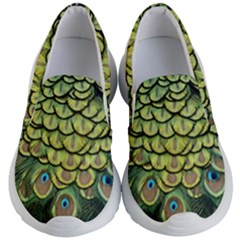 Peacock Feathers Peacock Bird Kids  Lightweight Slip Ons by Pakrebo