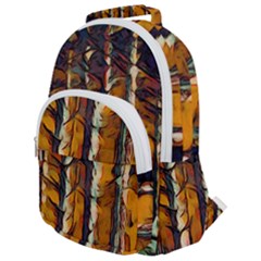 Forest Woods Trees Night Shadows Rounded Multi Pocket Backpack by Pakrebo