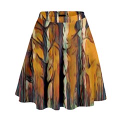 Forest Woods Trees Night Shadows High Waist Skirt by Pakrebo