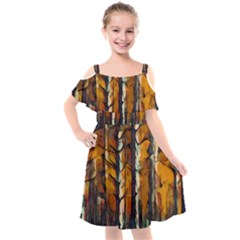 Forest Woods Trees Night Shadows Kids  Cut Out Shoulders Chiffon Dress