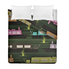 Narrow Boats Scene Pattern Duvet Cover Double Side (full/ Double Size)