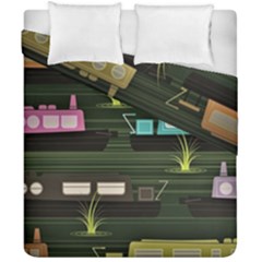 Narrow Boats Scene Pattern Duvet Cover Double Side (california King Size) by Pakrebo