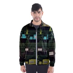 Narrow Boats Scene Pattern Men s Windbreaker by Pakrebo