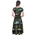 Narrow Boats Scene Pattern Cap Sleeve Wrap Front Dress View2