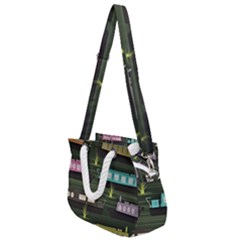 Narrow Boats Scene Pattern Rope Handles Shoulder Strap Bag by Pakrebo