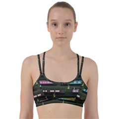 Narrow Boats Scene Pattern Line Them Up Sports Bra by Pakrebo