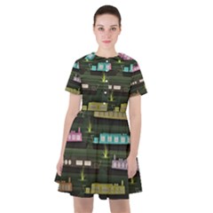 Narrow Boats Scene Pattern Sailor Dress by Pakrebo