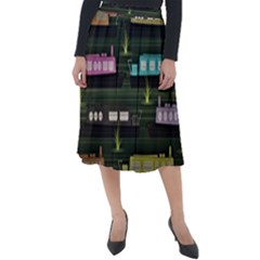 Narrow Boats Scene Pattern Classic Velour Midi Skirt  by Pakrebo