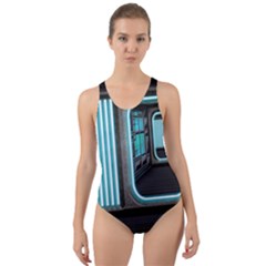 Explore Outer Space Sci Fi Fantasy Cut-out Back One Piece Swimsuit by Pakrebo