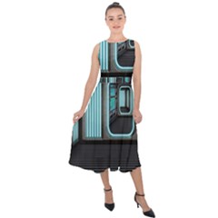 Explore Outer Space Sci Fi Fantasy Midi Tie-back Chiffon Dress by Pakrebo