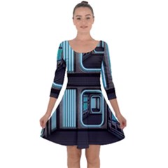 Explore Outer Space Sci Fi Fantasy Quarter Sleeve Skater Dress by Pakrebo