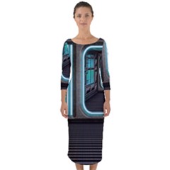 Explore Outer Space Sci Fi Fantasy Quarter Sleeve Midi Bodycon Dress by Pakrebo