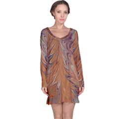 Marbled Paper Mottle Color Movement Long Sleeve Nightdress by Pakrebo