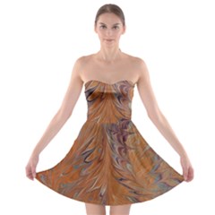 Marbled Paper Mottle Color Movement Strapless Bra Top Dress by Pakrebo