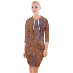 Marbled Paper Mottle Color Movement Quarter Sleeve Hood Bodycon Dress by Pakrebo