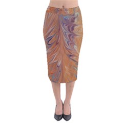 Marbled Paper Mottle Color Movement Velvet Midi Pencil Skirt