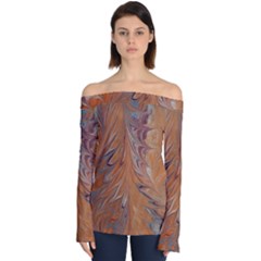 Marbled Paper Mottle Color Movement Off Shoulder Long Sleeve Top by Pakrebo