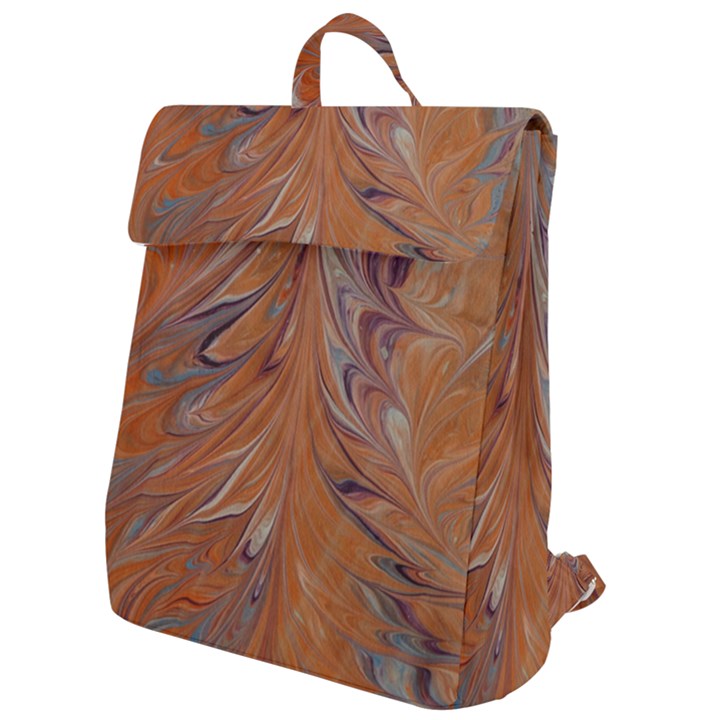 Marbled Paper Mottle Color Movement Flap Top Backpack