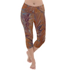 Marbled Paper Mottle Color Movement Lightweight Velour Capri Yoga Leggings by Pakrebo