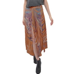 Marbled Paper Mottle Color Movement Velour Split Maxi Skirt by Pakrebo