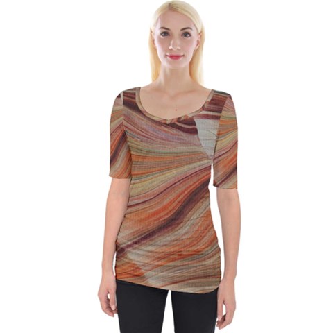 Marbled Paper Mottle Color Movement Wide Neckline Tee by Pakrebo