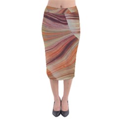 Marbled Paper Mottle Color Movement Velvet Midi Pencil Skirt