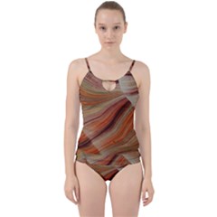 Marbled Paper Mottle Color Movement Cut Out Top Tankini Set