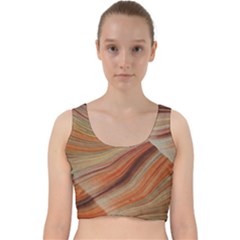 Marbled Paper Mottle Color Movement Velvet Racer Back Crop Top by Pakrebo