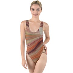 Marbled Paper Mottle Color Movement High Leg Strappy Swimsuit