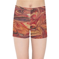 Marbled Paper Mottle Color Movement Kids  Sports Shorts by Pakrebo