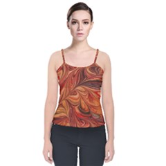 Marbled Paper Mottle Color Movement Velvet Spaghetti Strap Top by Pakrebo