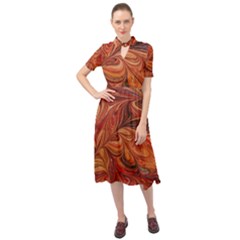 Marbled Paper Mottle Color Movement Keyhole Neckline Chiffon Dress by Pakrebo