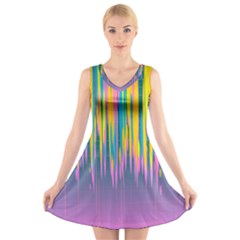 Background Colorful Texture Bright V-neck Sleeveless Dress