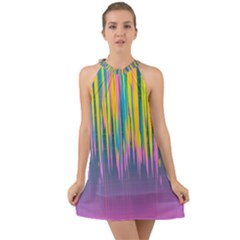 Background Colorful Texture Bright Halter Tie Back Chiffon Dress