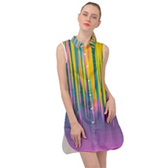 Background Colorful Texture Bright Sleeveless Shirt Dress by Pakrebo