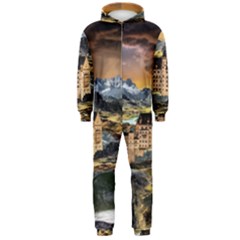 Castle Fantasy Landscape Stormy Hooded Jumpsuit (men)  by Pakrebo