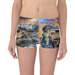 Castle Fantasy Landscape Stormy Reversible Boyleg Bikini Bottoms by Pakrebo