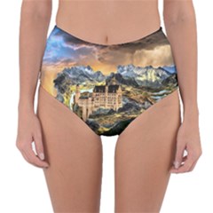 Castle Fantasy Landscape Stormy Reversible High-waist Bikini Bottoms by Pakrebo