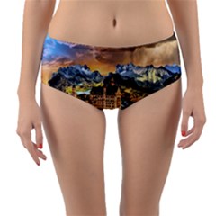 Castle Fantasy Landscape Stormy Reversible Mid-waist Bikini Bottoms by Pakrebo